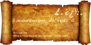 Landenberger Árpád névjegykártya